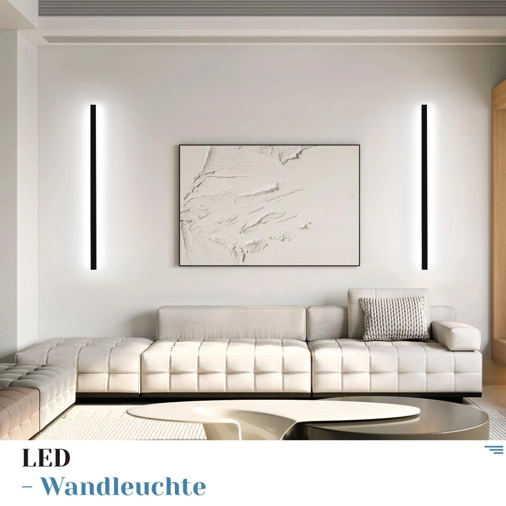 ZMH Applique LED da interno 100cm in metallo nero 32W Illuminazione moderna per soggiorno e cucina