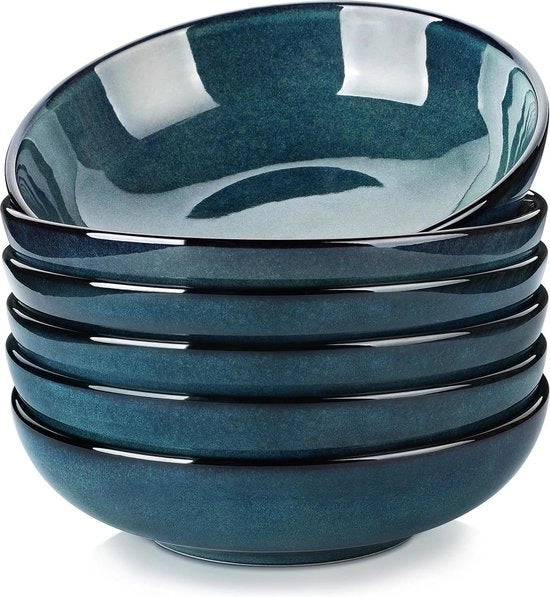 Set di contenitori in ceramica - 6 pezzi - 30 oz - Contenitori con grandi slanci - Contenitori in ceramica verde - Resistente al magnetron - Cucina - Servizio