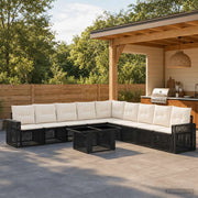 Set Divano da Giardino 10 pz Nero e Bianco Crema polyrattan 3436801