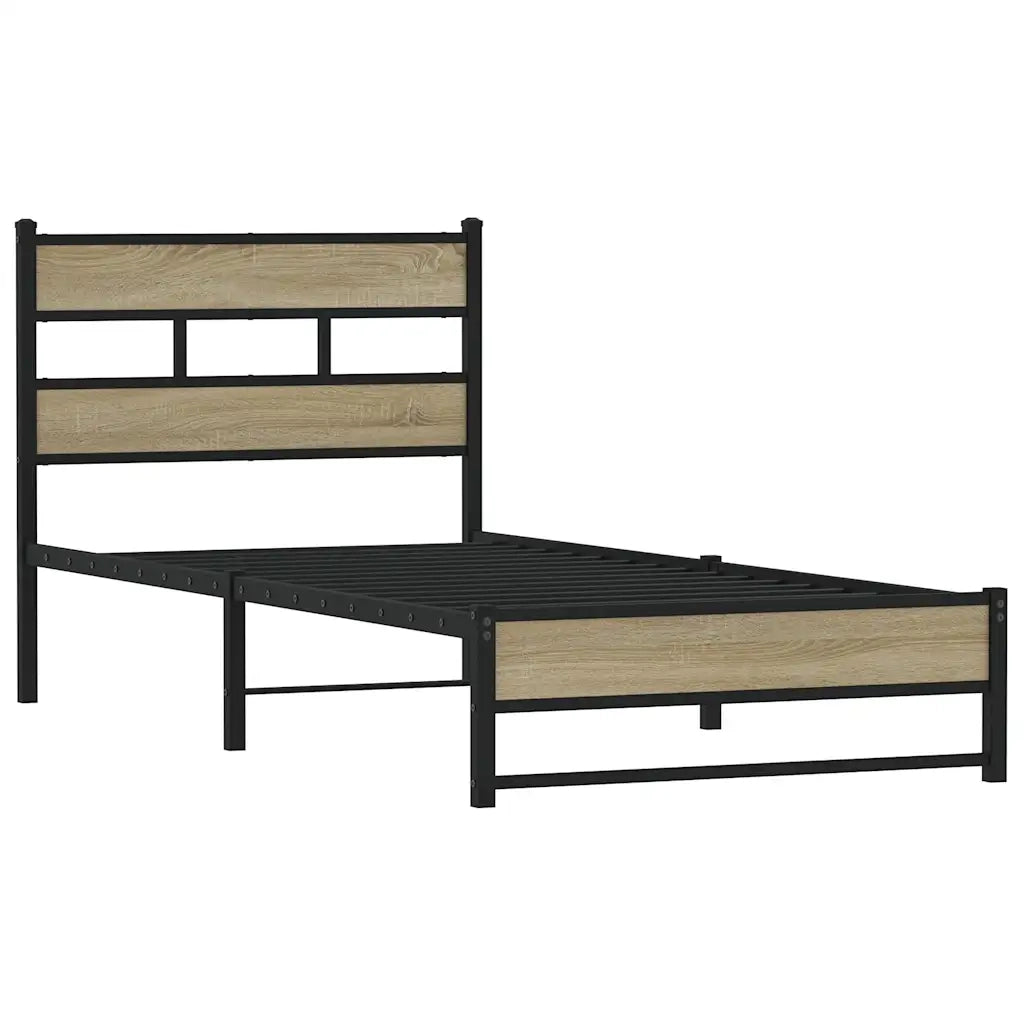 vidaXL Giroletto senza Materaso in Metallo Rovere Sonoma 107x203 cm