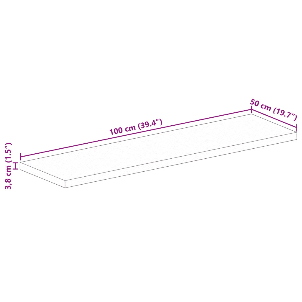 Piano per Tavolo 100x50x3,8cm Rettangolare Legno Massello Mango 371656