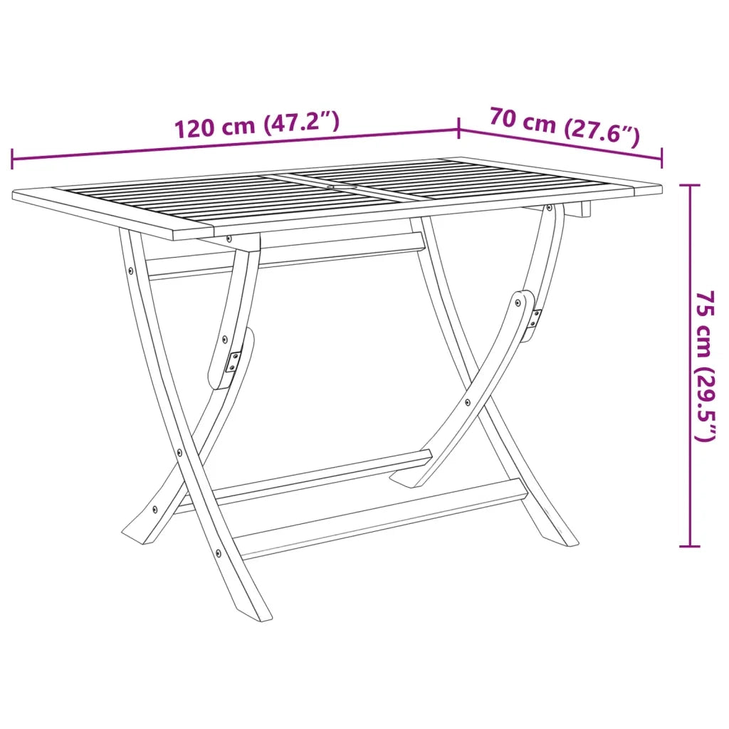 Set da Pranzo da Giardino 7 pz Pieghevole in Massello di Acacia 43379