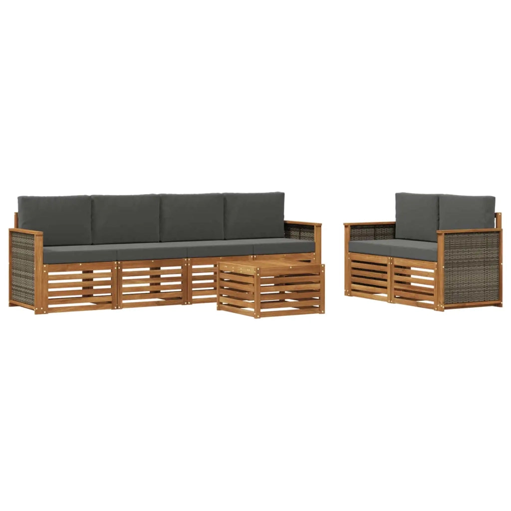 Set di divani da esterno 7 pz Naturale e Antracite 3384048