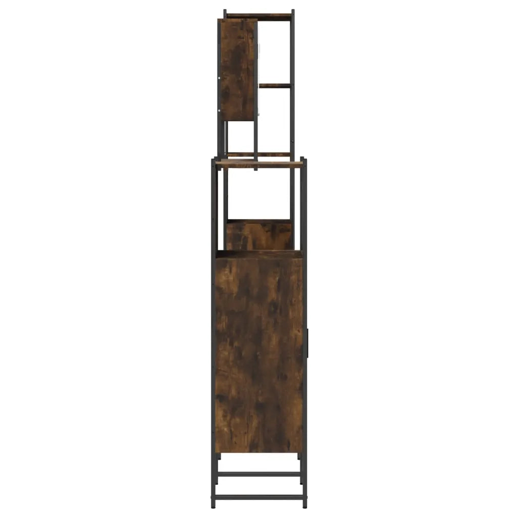 Set Mobili da Bagno | Armadio da bagno 4 pz Rovere Fumo in Legno Multistrato