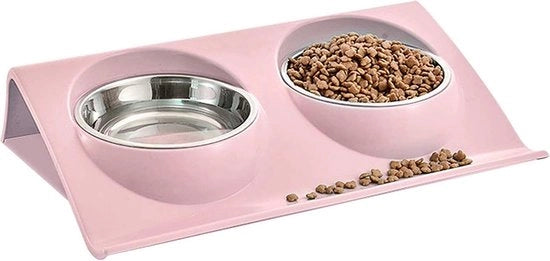 Scatola per gatti, ciotola per gatti, doppia scatola per gatti, scatola per gatti inclinabile, ciotola per cibo e acqua antiscivolo e antislip per gatti e cuccioli di gatti