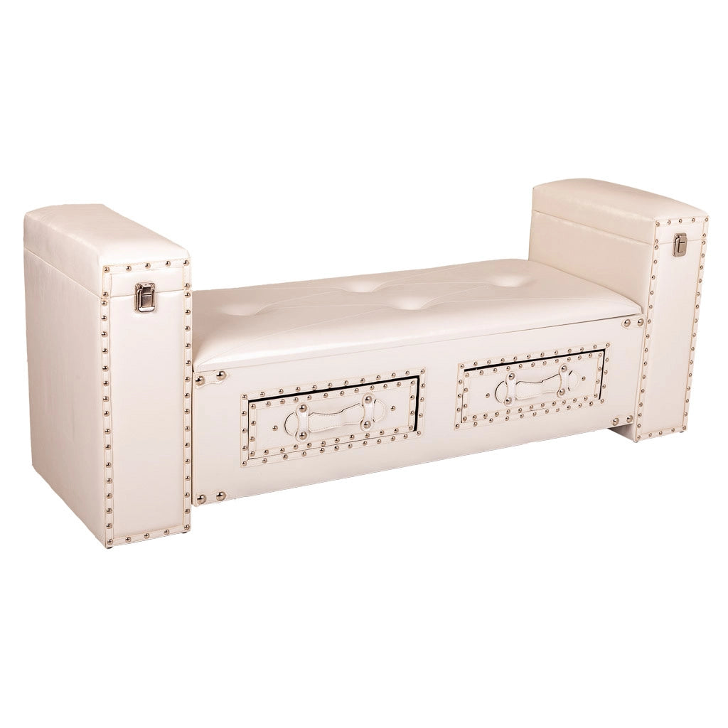 Sgabello in similpelle bianca 130x40x52h