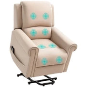 Poltrona Alzapersona Reclinabile fino a 135° con Telecomando e Poggiapiedi, 88x92x106 cm, Marrone Chiaro