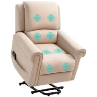 Poltrona Alzapersona Reclinabile fino a 135° con Telecomando e Poggiapiedi, 88x92x106 cm, Marrone Chiaro