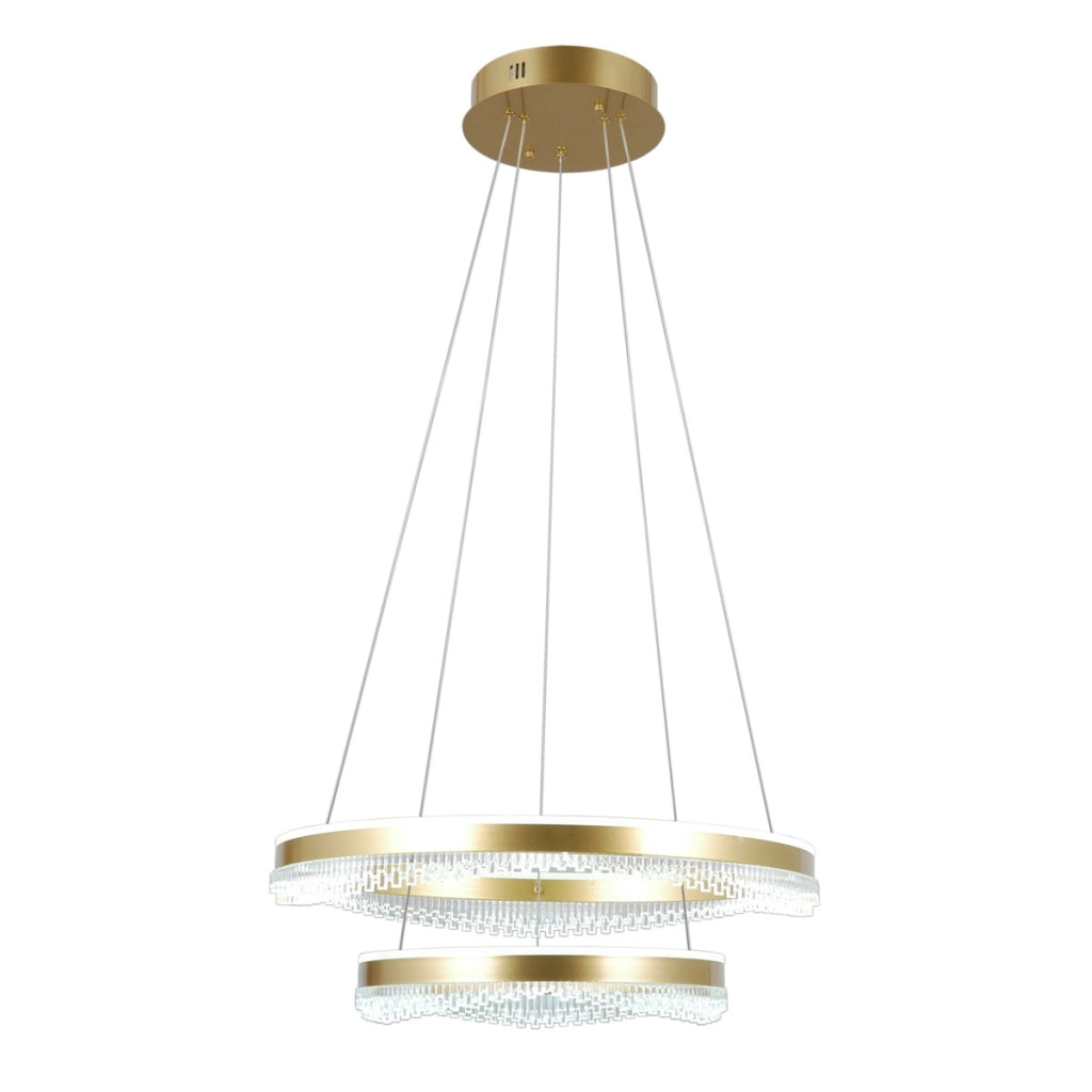 Lampada sospesa Morte 2 anelli LED oro Italux