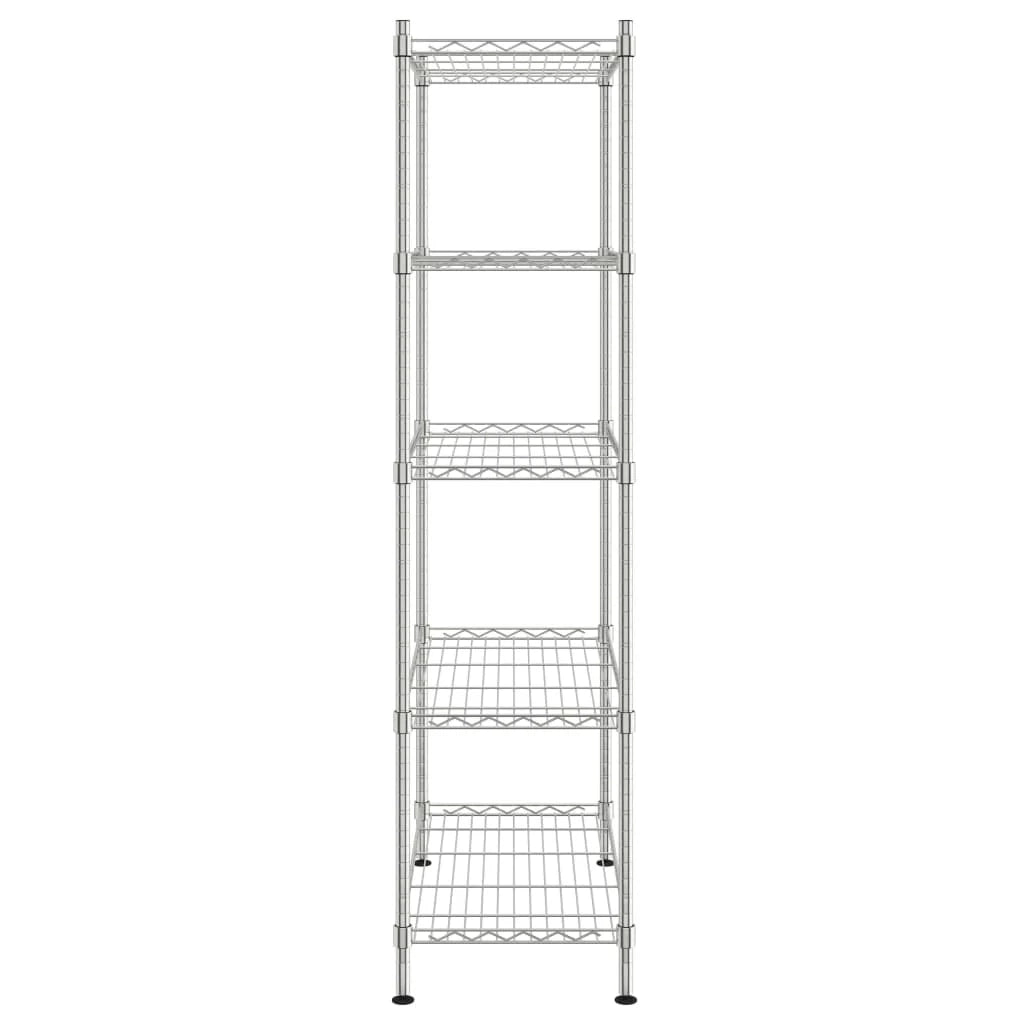 Scaffale portaoggetti a 5 ripiani 90 x 35 x 180 cm Cromato 250 kg Argento 02_0045695