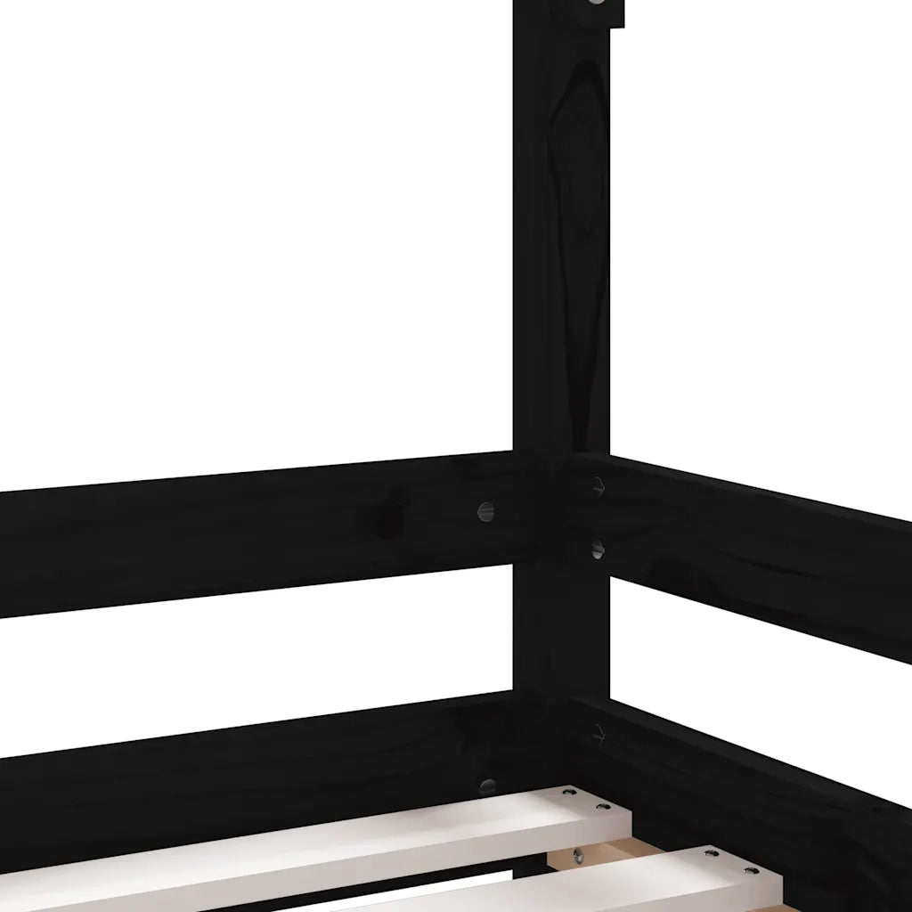 Giroletto per Bambini | Letto Infantile | Lettino Nero 80x160 cm in Legno Massello di Pino