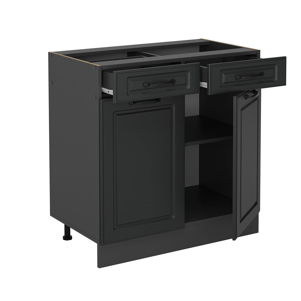 Mobiletto base per cucina R-Line Antracite rustico/Antracite 80 cm senza piano di lavoro Vicco
