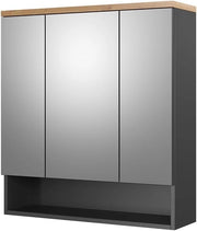 Specchio contenitore bagno Eden, Antracite, 70 x 77.5 cm, per montaggio a parete con suddivisione interna variabile