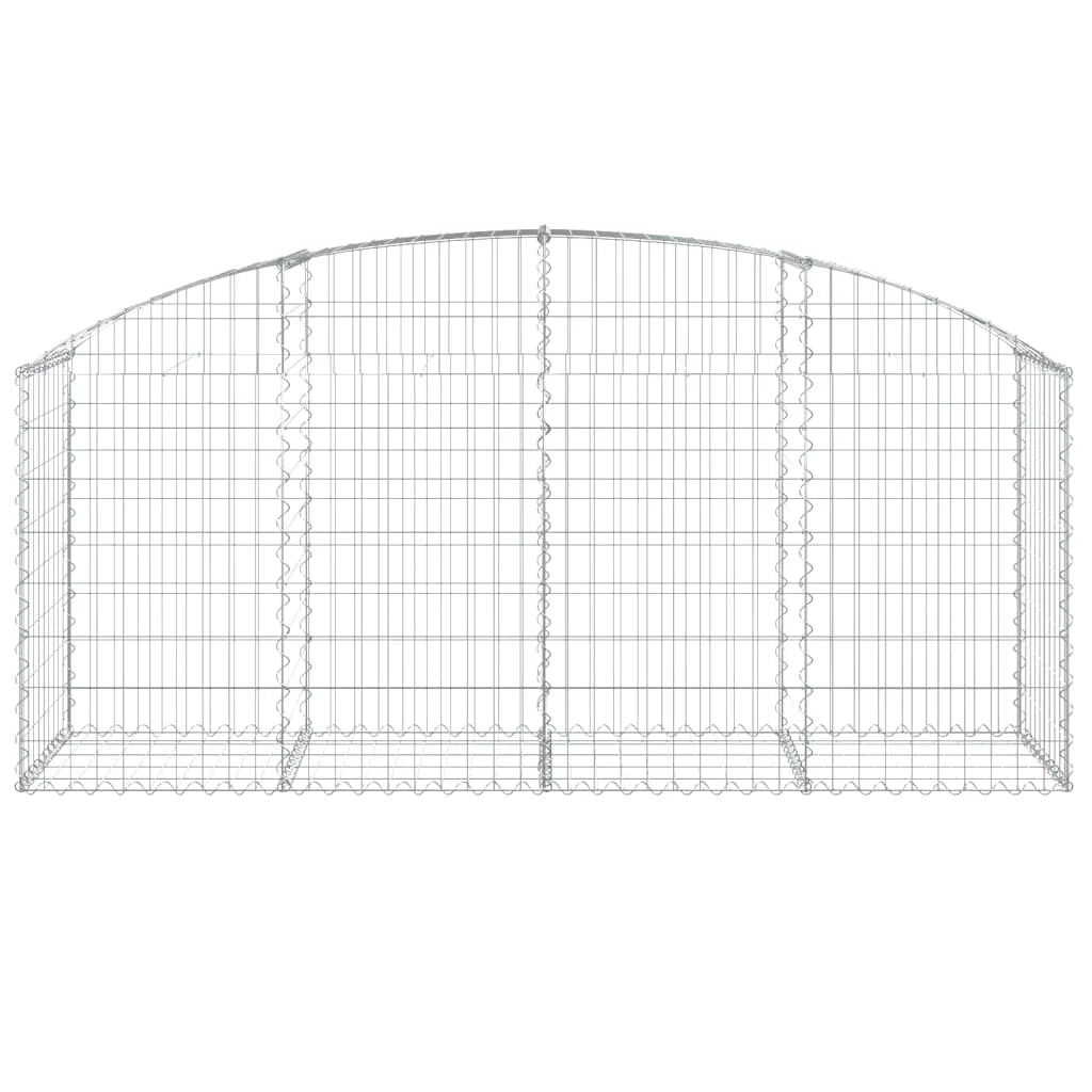 Cesto gabbione recinzione a gabbia muro di contenimento ad arco 200 x 50 x 80/100 cm ferro zincato argento 02_0040047