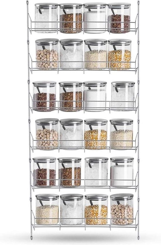 Sistema di Appendi Spicchi con Multipli Livelli in Cromo - Organizzatore per Spezie e Erbe - 6 Livelli