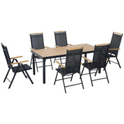 Set Tavolo e 6 Sedie da Giardino Pieghevoli in Texteline Nero