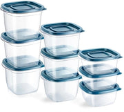 9 contenitori in plastica rettangolari con coperchi, set di contenitori, contenitori per la conservazione degli alimenti, contenitori per alimenti, contenitori in plastica per alimenti.