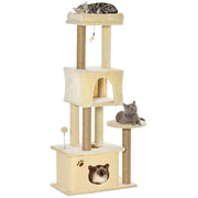 Albero tiragraffi per gatti con piattaforme e tane ¨C zephmum ¨C beige 60x34x136 cm