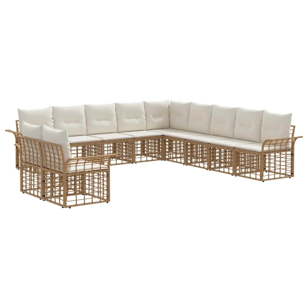 Set di divani da esterno 11 pcs Naturale e Bianco Crema