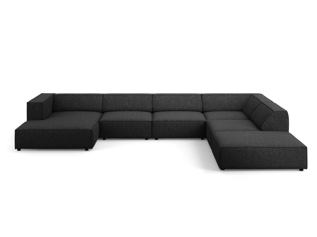 Cosmopolitan Design - Divano panoramico destro "Arendal" 7 posti in ciniglia nero 