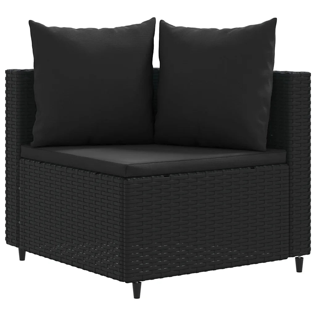 Set Divani da Giardino 3 pz | Set Salotto da Giardino con Cuscini in Polyrattan Nero