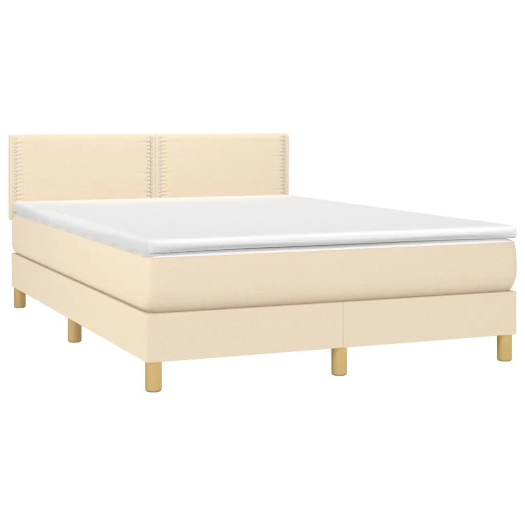 Letto a Molle con Materasso e LED Crema 140x190 cm in Tessuto 3133634