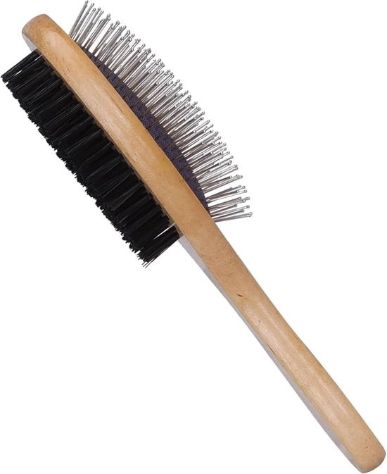 Spazzola per Animali da Cane e Gatto - 2 in 1 Pin & Setole morbidi - Utilizzo quotidiano per pulire la pelliccia e il pelo sporco - Ideale per cani e gatti con pelo corto, medio o lungo
