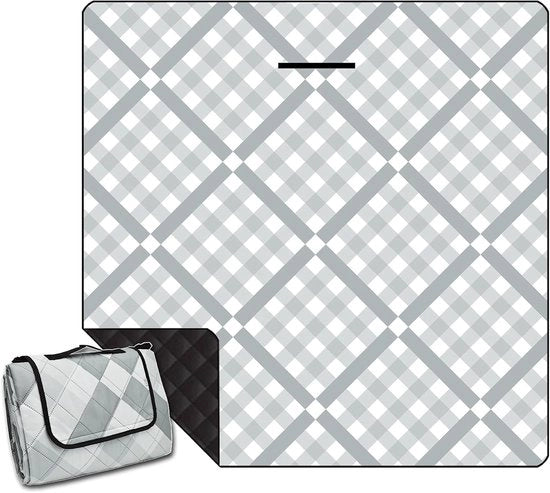 Pavillon da picnic XXL - impermeabile e sabbia libero - 200 x 200 cm - grigio a reticolo
