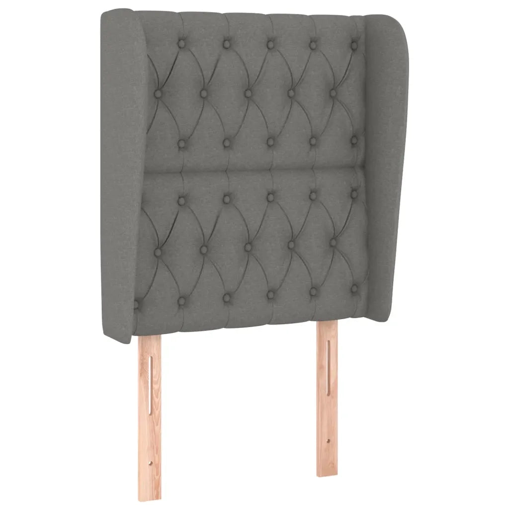 Testiera | Testata ad Orecchio Grigio Scuro 83x23x118/128 cm in Tessuto