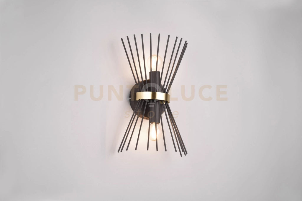 ROD APPLIQUE BACCHETTE DI METALLO NERO E ORO A BI-EMISSIONE H. 31CM 2 LUCI ATTACCO E14