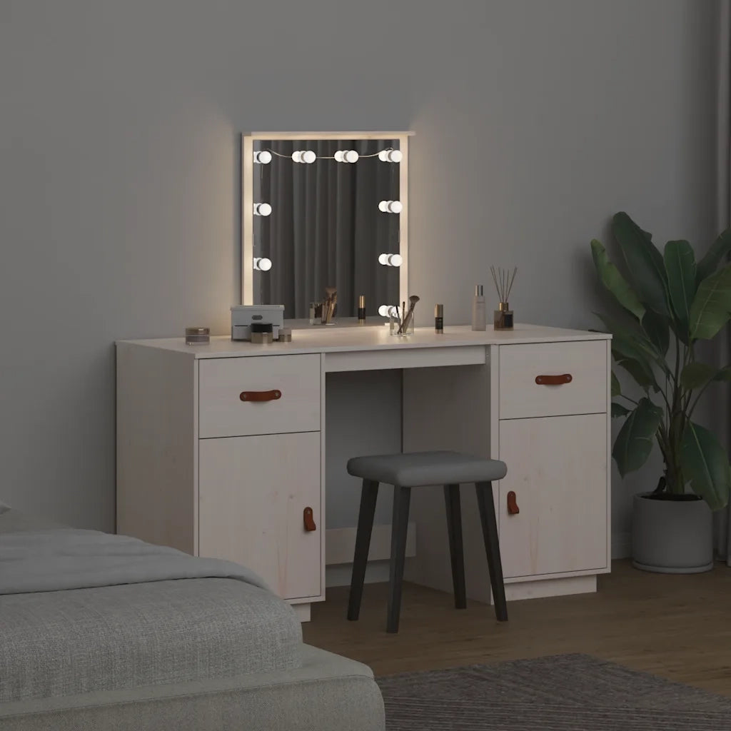 Set Toeletta con LED Bianco in Legno Massello di Pino