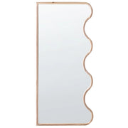 Specchio da parete in legno chiaro con cornice in paulownia e vetro 150 x 69 cm, pezzo d'arredo decorativo irregolare da parete in stile moderno