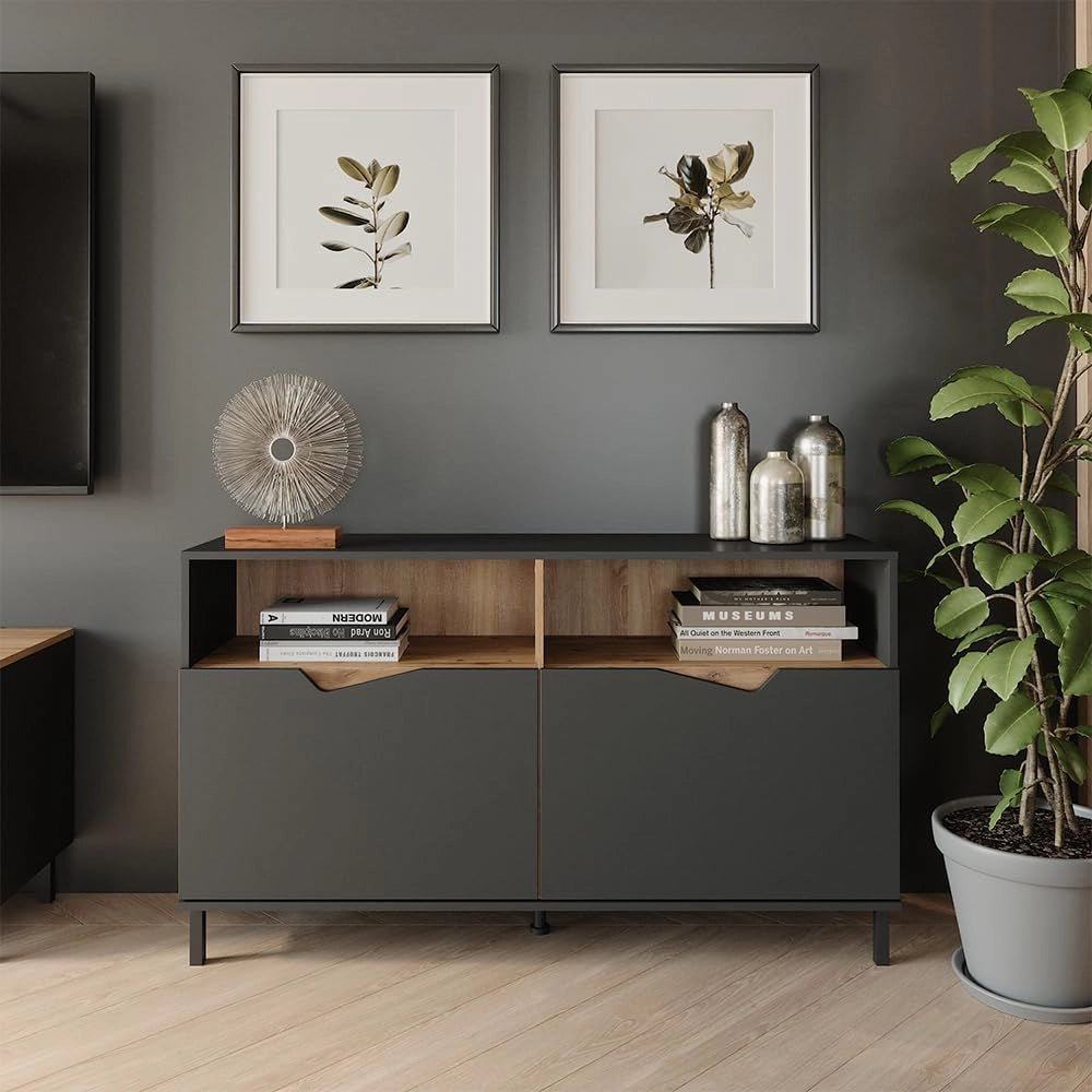 Credenza Marelle, Antracite/Artisan, 140 x 81.3 cm con 2 porte
