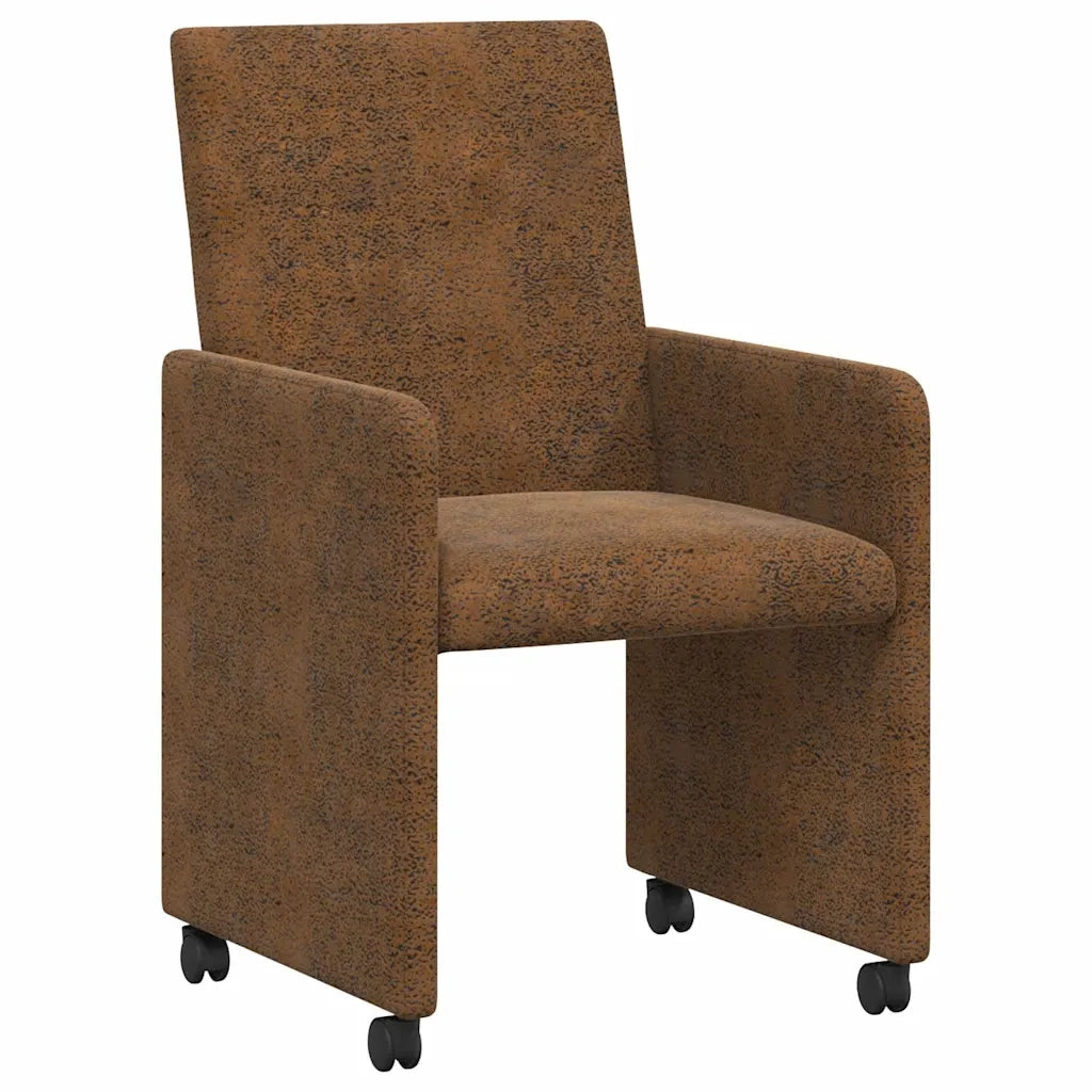 Sedie da Pranzo con Ruote 2 pcs Marrone 57 x 66 x 94 cm 42017825