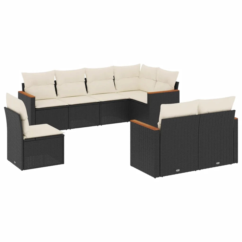 Set Divani da Giardino con Cuscini 8 pz Nero in Polyrattan 3226161