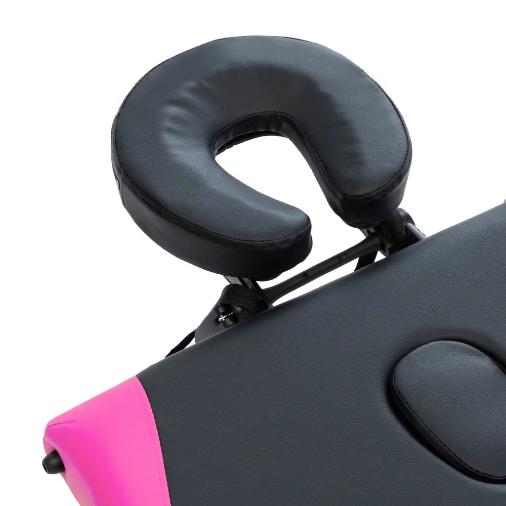 Lettino da Massaggio a 4 Sezioni in Alluminio Nero e Rosa