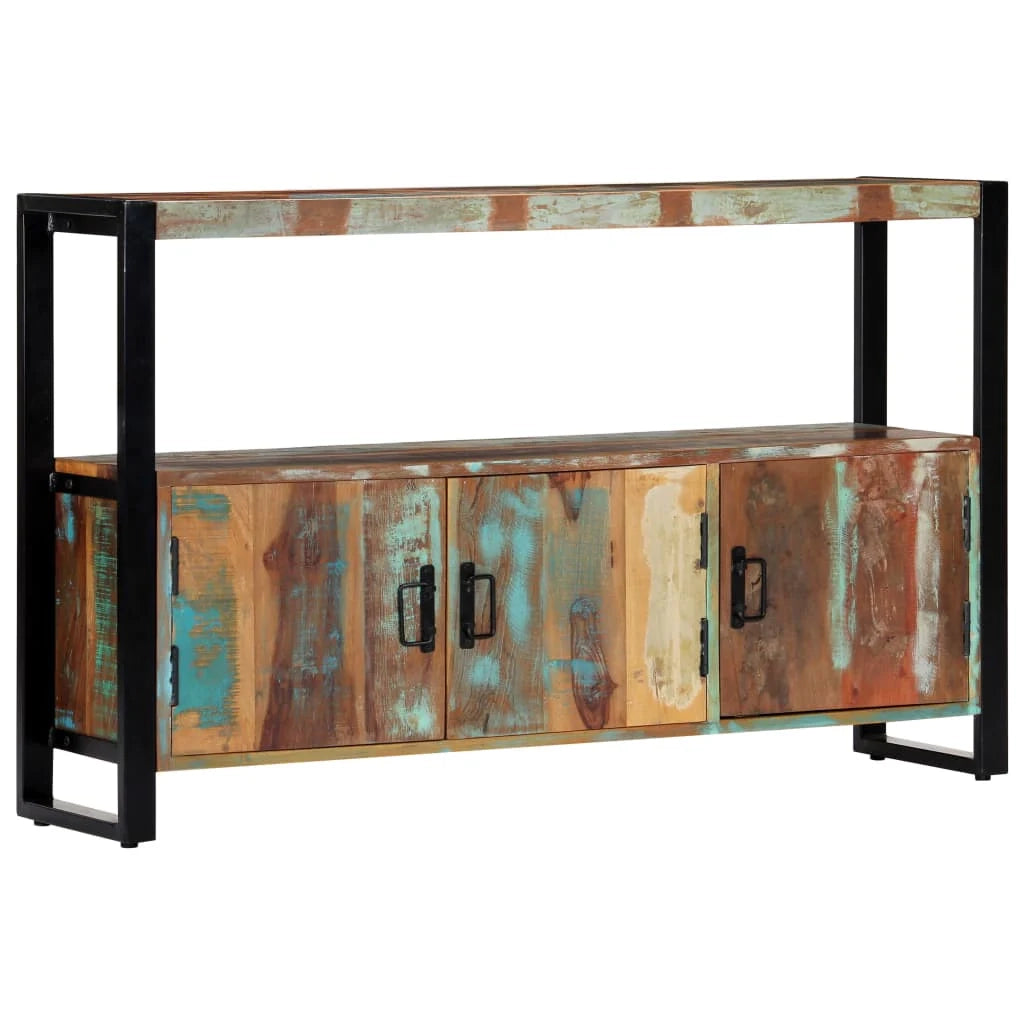 Buffet credenza cassettiera armadio mobile contenitore organizer per cucina soggiorno salotto 120 x 30 x 75 cm legno massello di recupero marrone 02_0029539