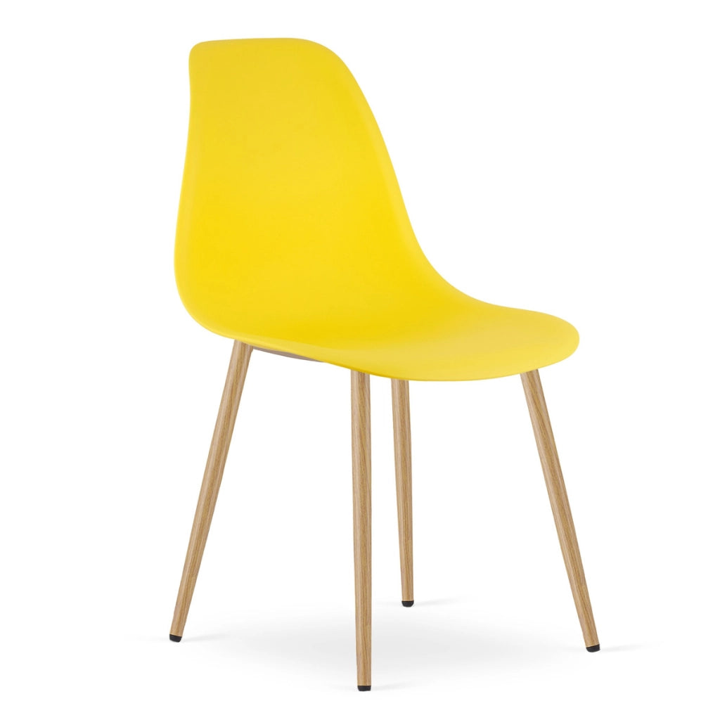 Set di 2 sedie Wat gialle con gambe effetto legno