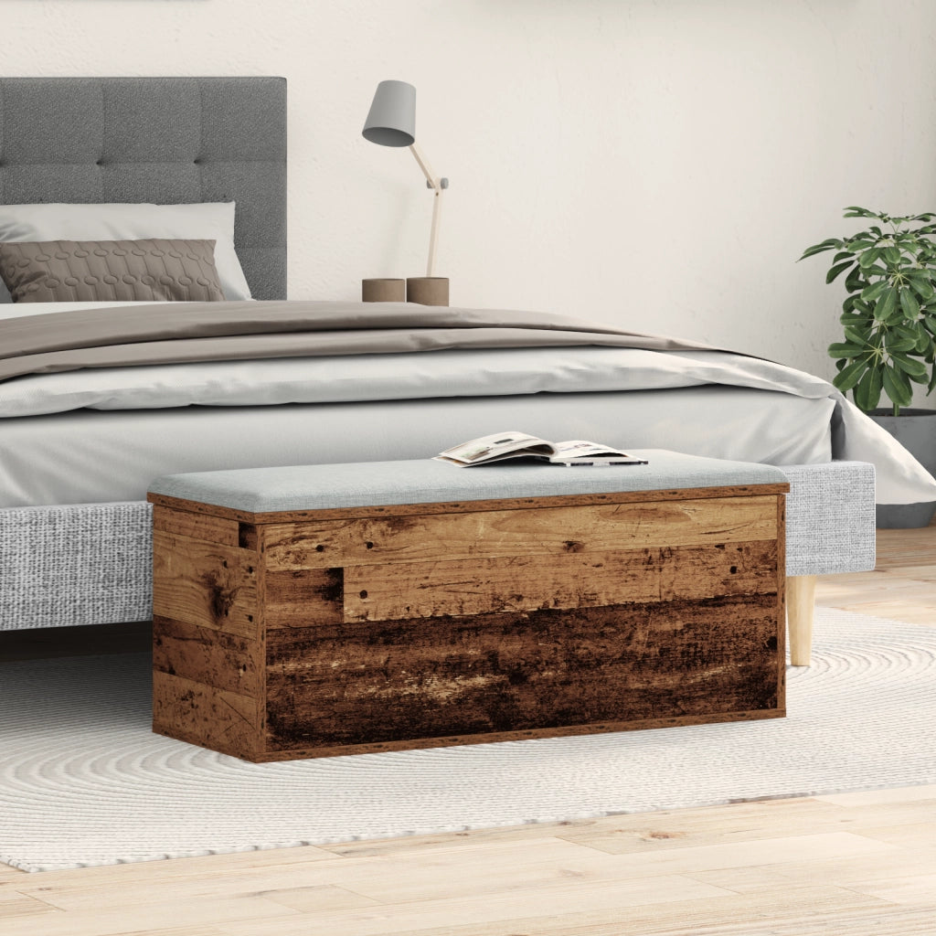 Cassa di Stoccaggio in Legno Riciclato 90x35x35 cm in Legno Ingegnerizzato