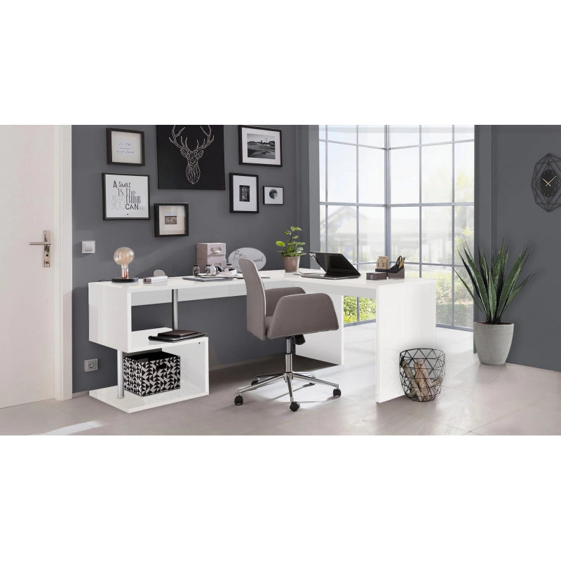 Scrivania Esse Angolare – 160x77,5x60 – Bianco Lucido