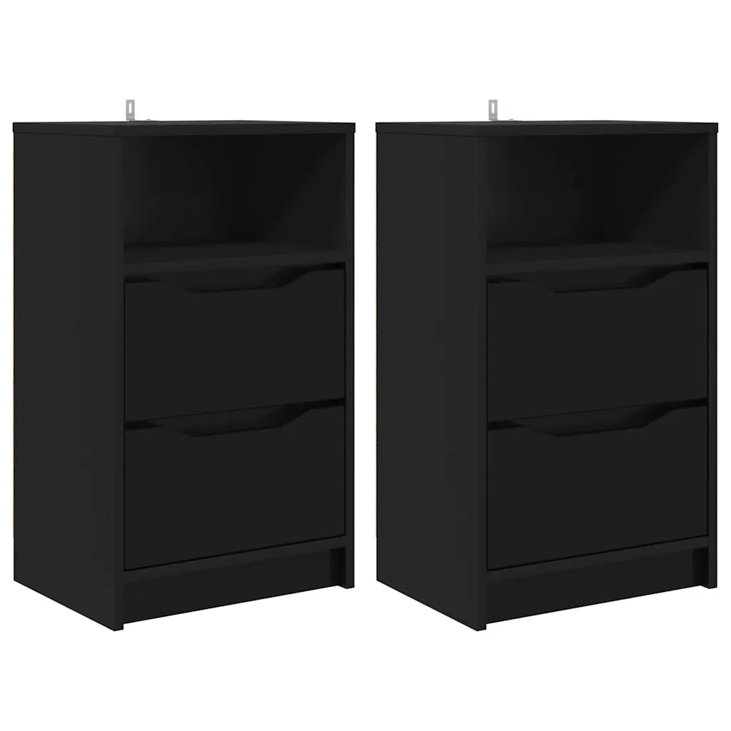 Set di 2 Comodini | Armadio da Notte | Mobiletto da notte Nero 40 x 30 x 467 cm Legno multistrato