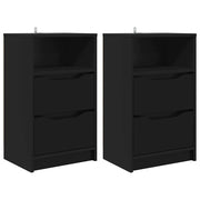 Set di 2 Comodini | Armadio da Notte | Mobiletto da notte Nero 40 x 30 x 467 cm Legno multistrato
