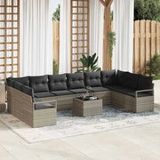 Set di divani con cuscino 11 pcs Grigio chiaro polyrattan
