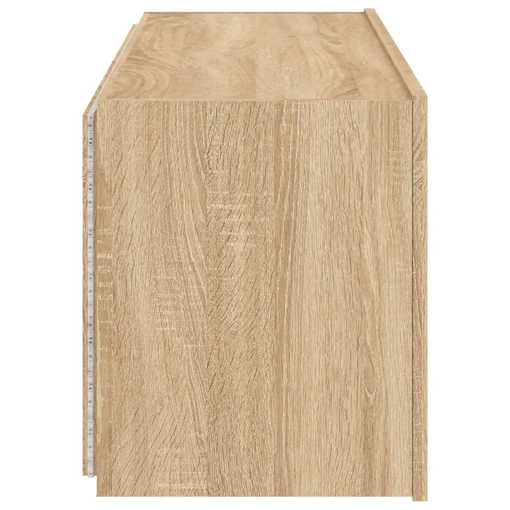 Mobile TV a Parete con Luci LED Rovere Sonoma 100x35x41 cm 837325