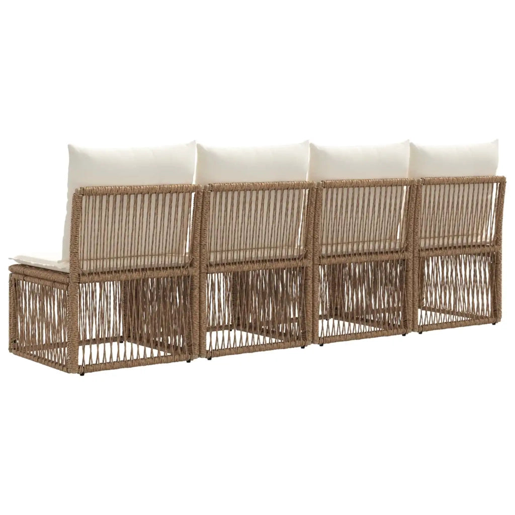 Divano a 4 posti 4 pcs 4-Numero di posti Beige polyrattan 42026721
