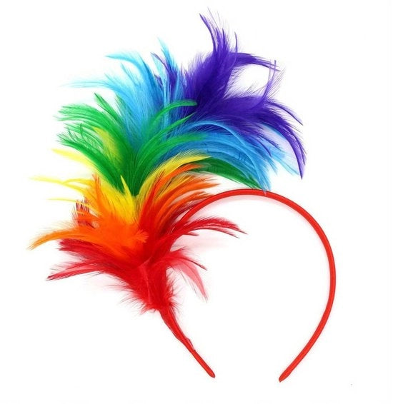 Fascia per capelli con piume - Copricapo carnevale - Cintura per capo - Accessorio per costume - Leggero - Elastico e comodo