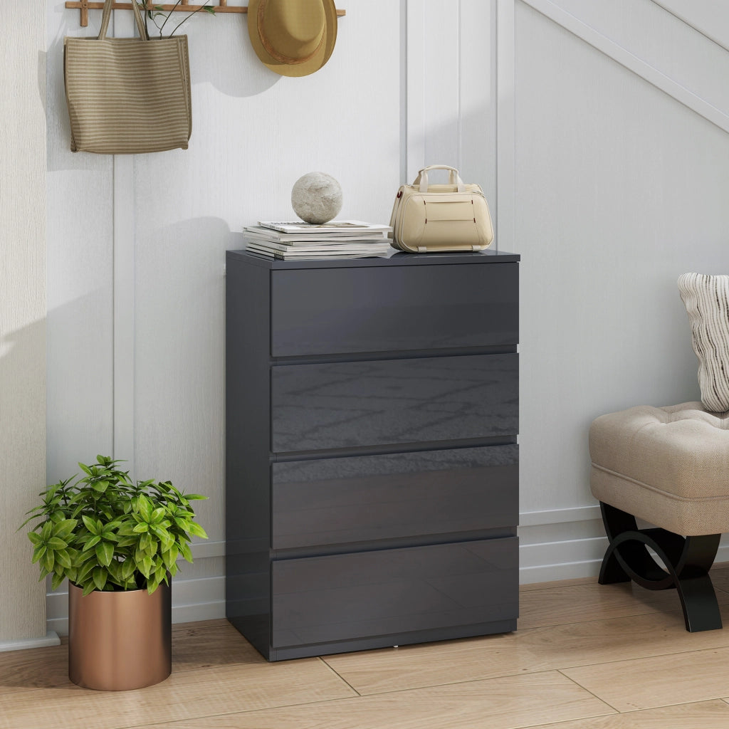 Cassettiera 4 Cassetti ¨C zephmum ¨C Grigio Lucido 55x34x80 cm