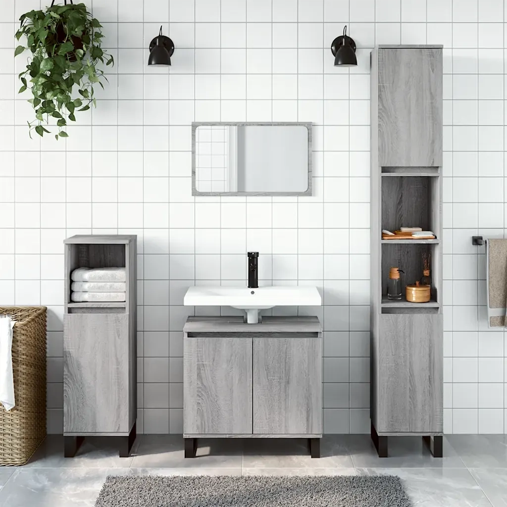 Mobile da Bagno | Armadio da bagno Grigio Sonoma 58x33x60 cm in Legno Multistrato