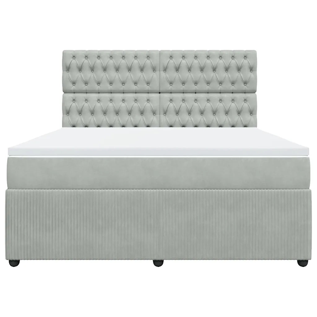 Giroletto a Molle con Materasso Grigio Chiaro 180x200cm Velluto