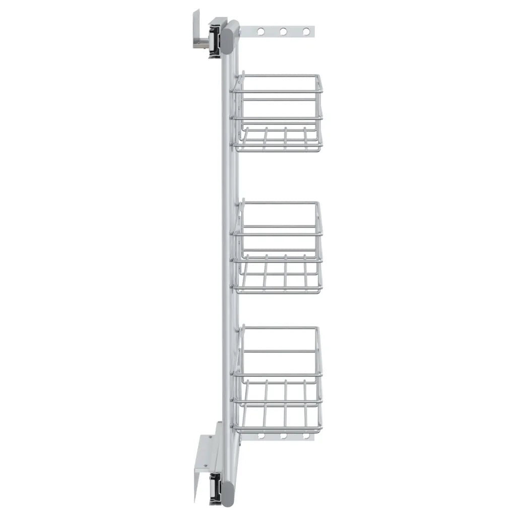 Cestino da Cucina in Rete a 3 Livelli Argento 47x15,5x55,5 cm 50968